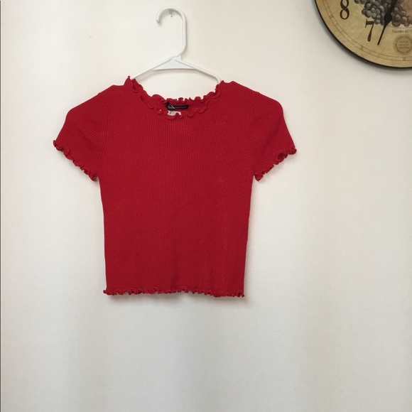 Brandy Melville red ribbed riane top NWT SZ SM - Picture 3 of 5
